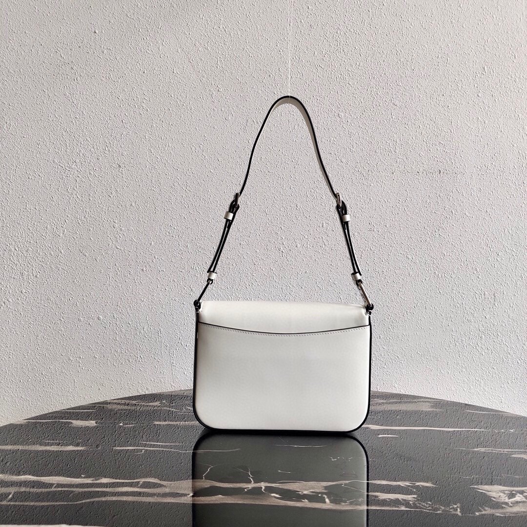 Prada Leather Shoulder Bag Tote White 1BD308